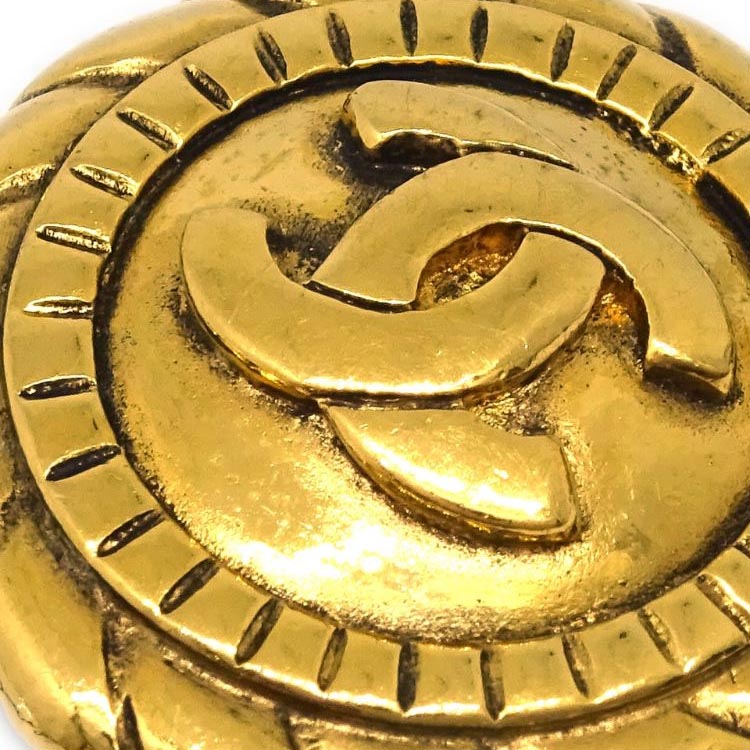 CHANEL 1990 2000s Cc Button Clip on Earrings