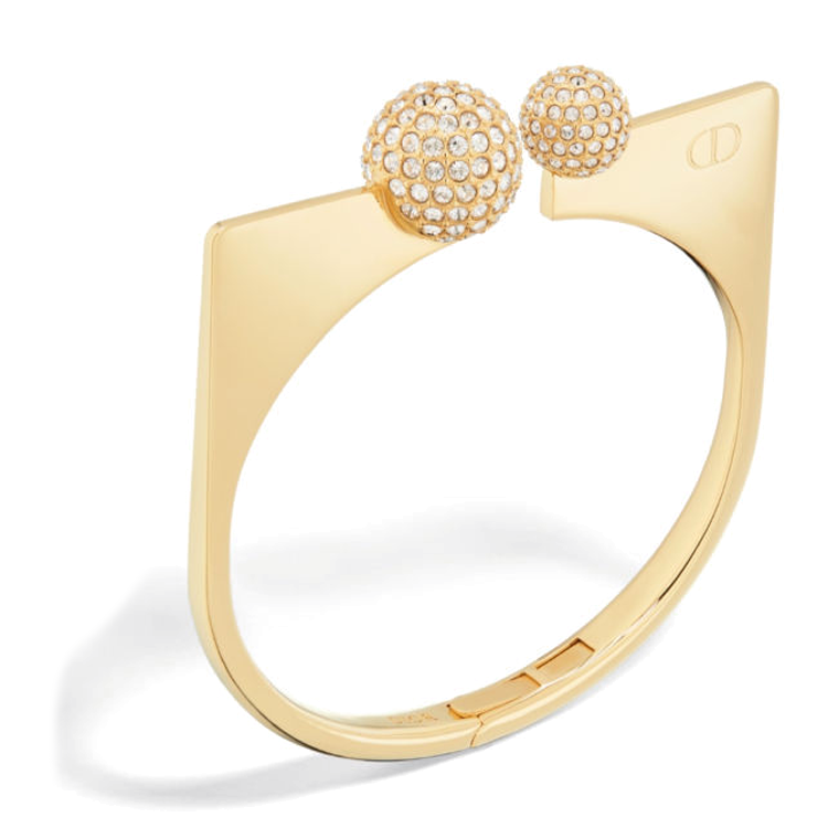DIOR Metal Crystal Bangles Women's Gold