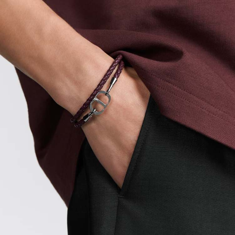 DIOR Lambskin Bracelets Men's Burgundy
