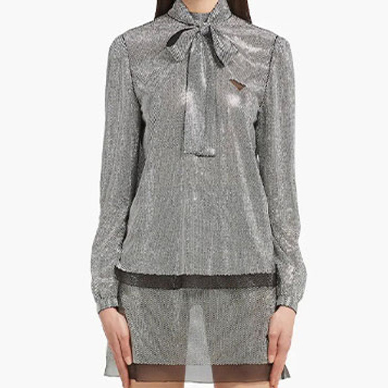 PRADA Chiffon Shirts Women's Silver