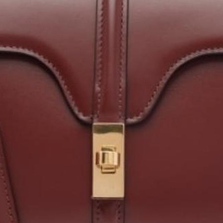 CELINE Calfskin Shoulder Bag Crossbody Bag Handbag Mini Women's Burgundy