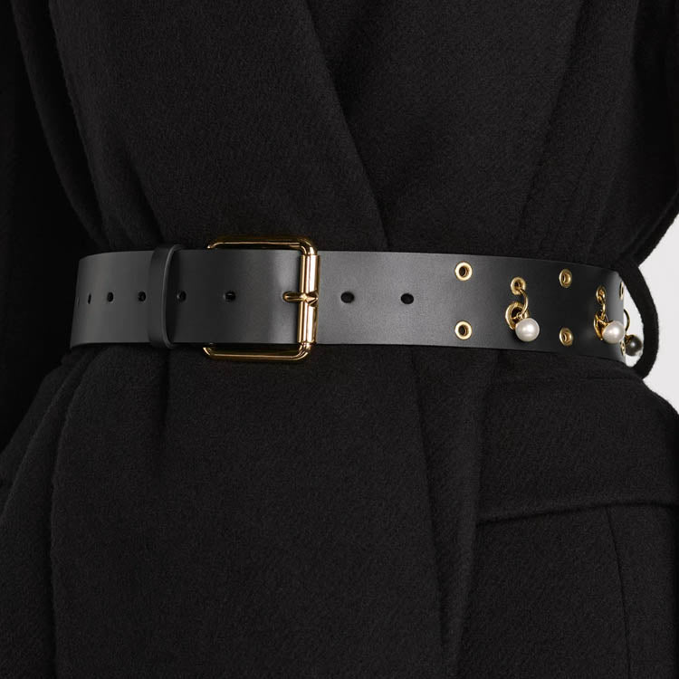 DIOR Cow Leather Belts Women's Black 4CM