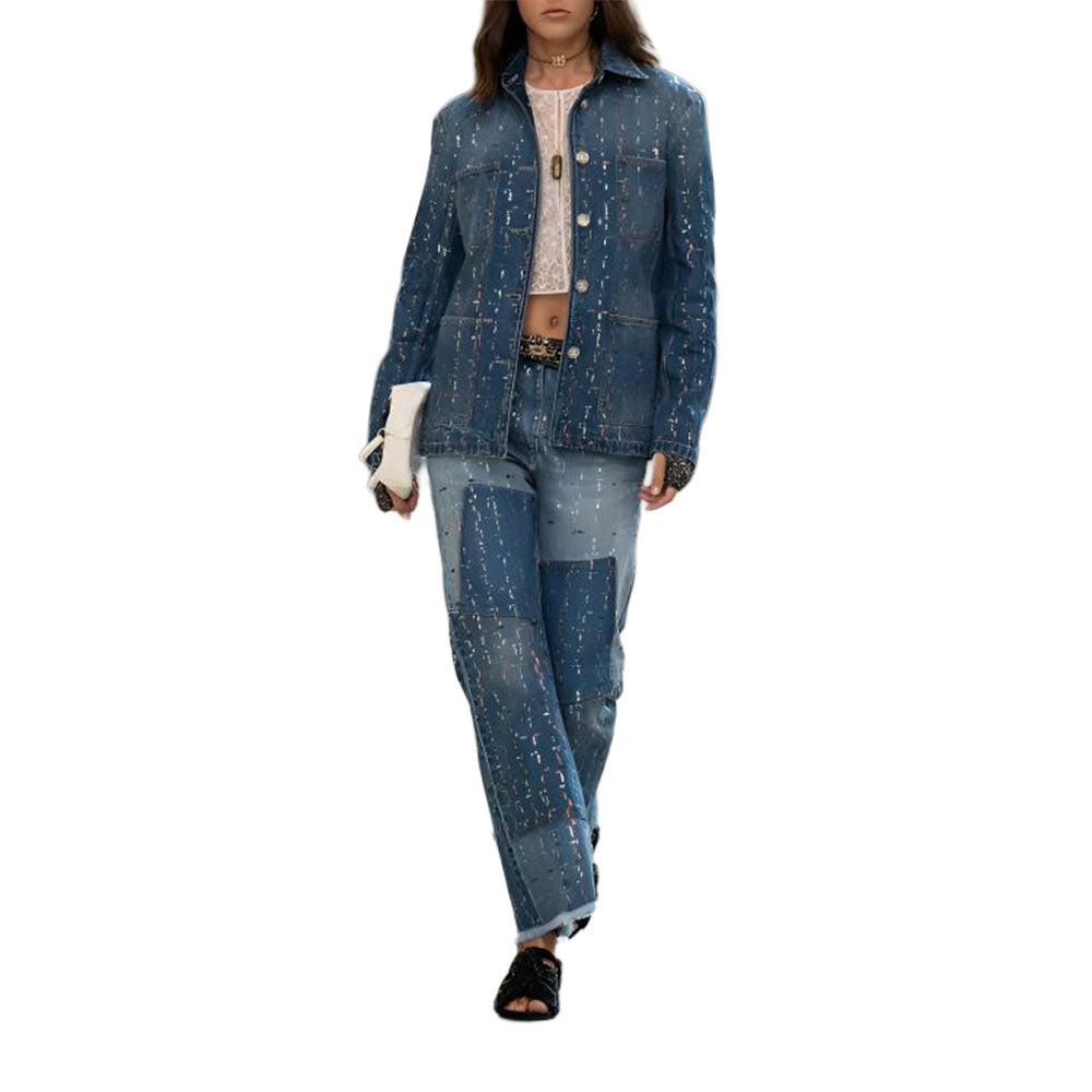 CHANEL 23 New Spring And Summer Arrivals Denim Jacket Women's Blue