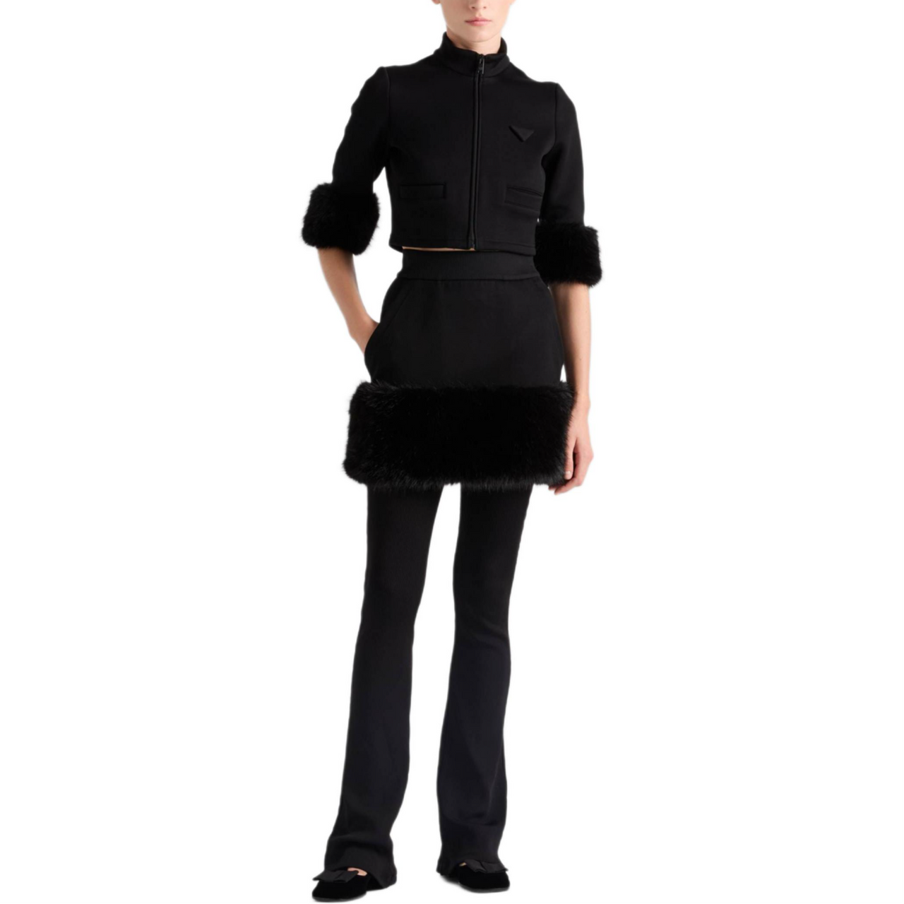 PRADA Zipped Cropped Sweatshirt