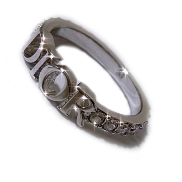 DIOR Metal Crystal Rings Women's Silver
