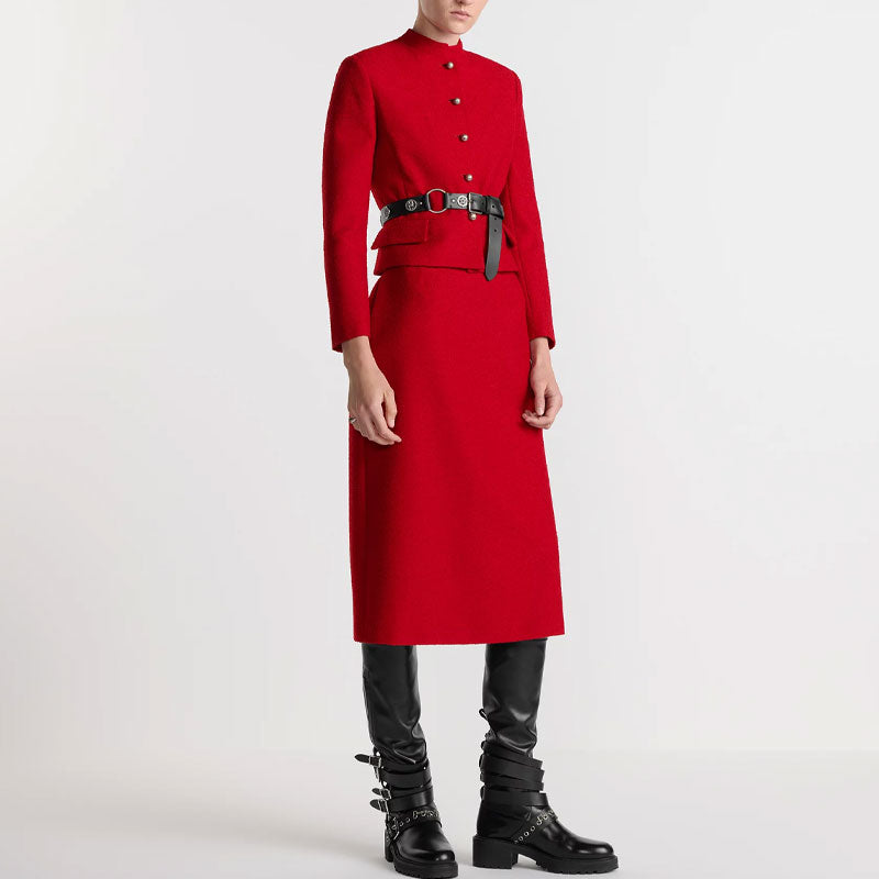 DIOR FW24 Casual Long Skirts Women's Bright Red