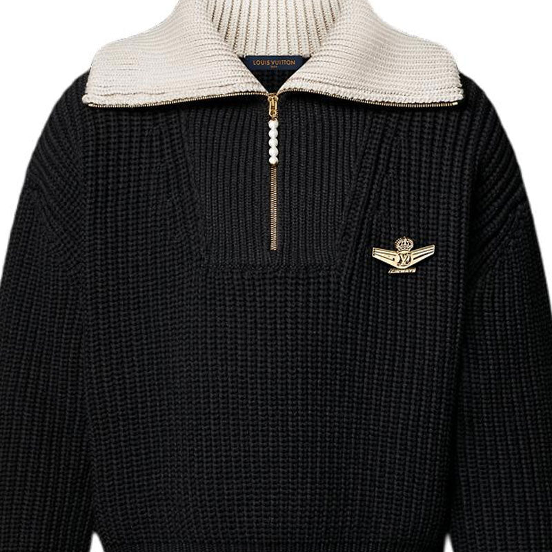 LOUIS VUITTON Chunky Wool-Blend Half-Zip Pullover