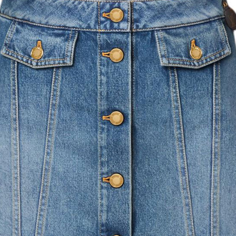 LOUIS VUITTON Button Front Denim Mini Skirt