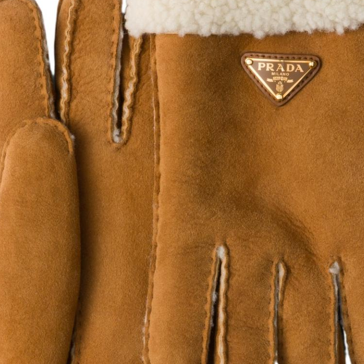 PRADA Calfskin Gloves Women's Yellow