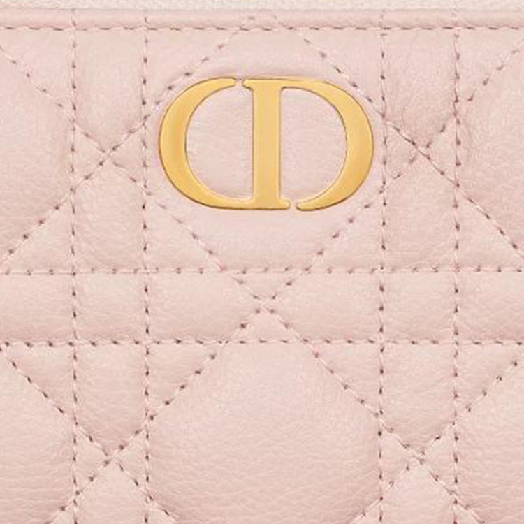 DIOR Caro Cow Leather Wallet Women's Pink