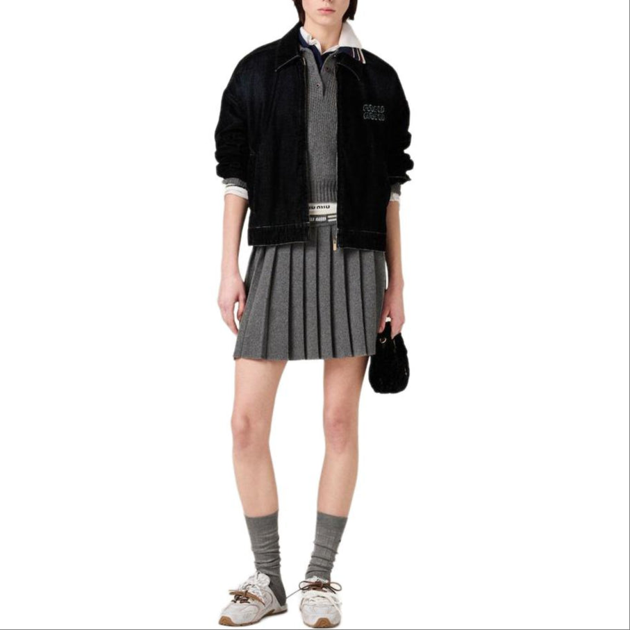 MIU MIU Pleated Knitted Mini Skirt