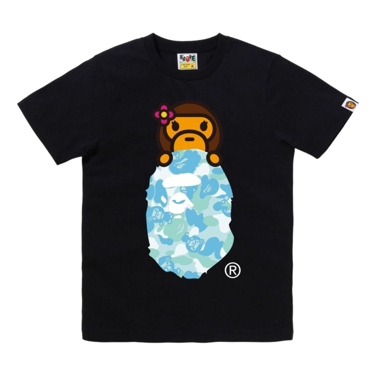 (WMNS) A Bathing Ape Abc Lisa Camo On Ape Head T-Shirt 'Black Sax' 2M20-210-301-BLKSAX