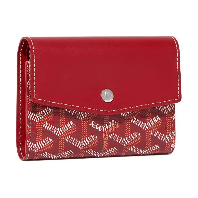 GOYARD Canvas With Calfskin Wallet Unisex Red