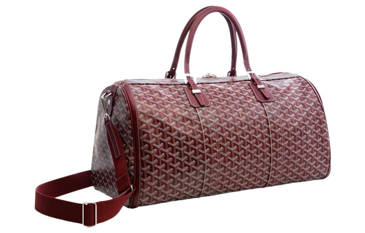 GOYARD Polyester-Cotton Blend With Clamecy Cow Leather Bag Straps Medium Size Unisex Burgundy