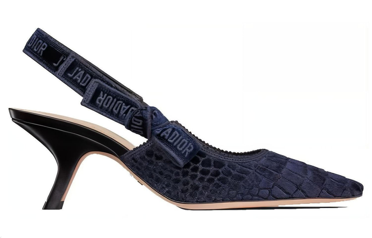 DIOR J'Adior Slingback Pump Irregular Heel High Heels Women's Navy Blue