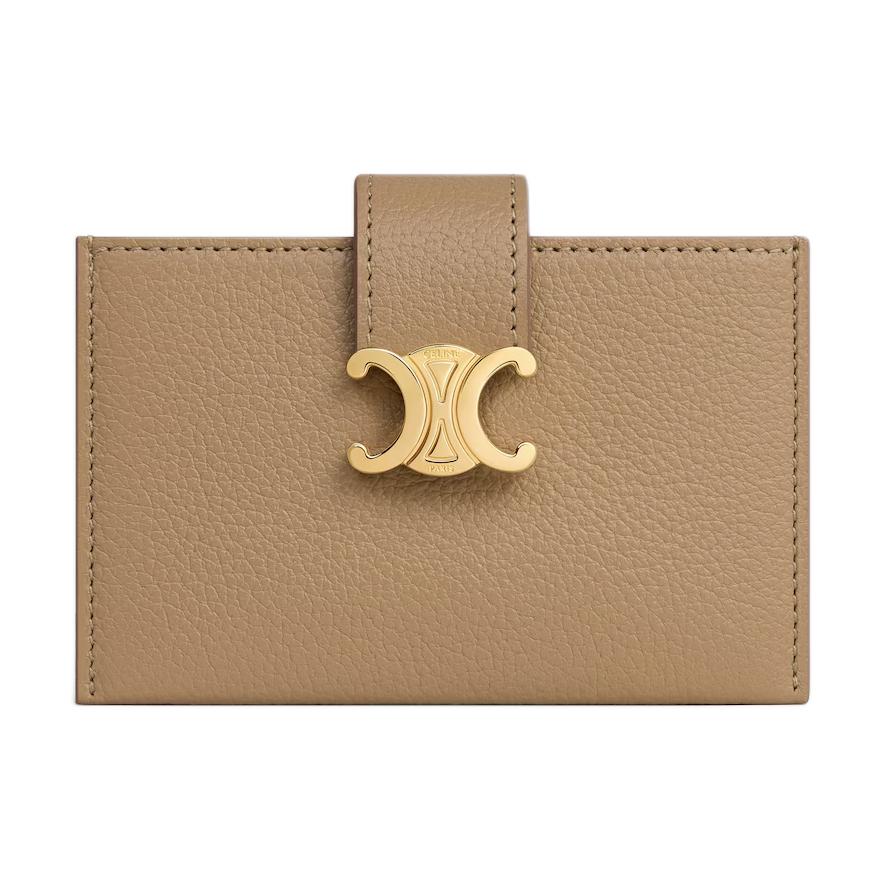 CELINE Calfskin Card Holder Women's Smoke Brown