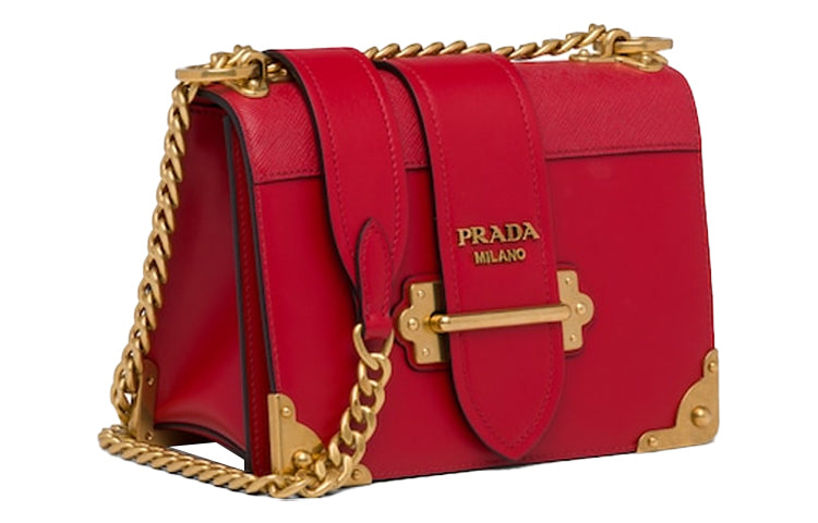 PRADA Cahier Calfskin Crossbody Bag, Shoulder Bag Women's Red