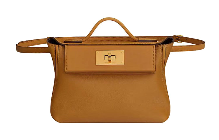 HERMES 24/24 Cow Leather Handbag Shoulder Bag Crossbody Bag Fanny Pack Mini Women's Caramel With Sesame Seeds
