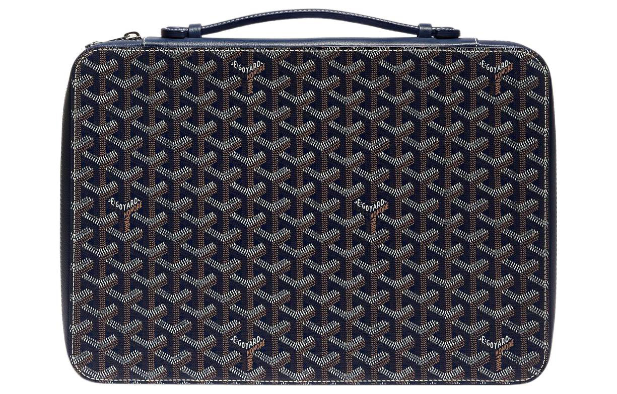 GOYARD Companion Canvas With Leather Business Bag Briefcase Men's Dark Blue