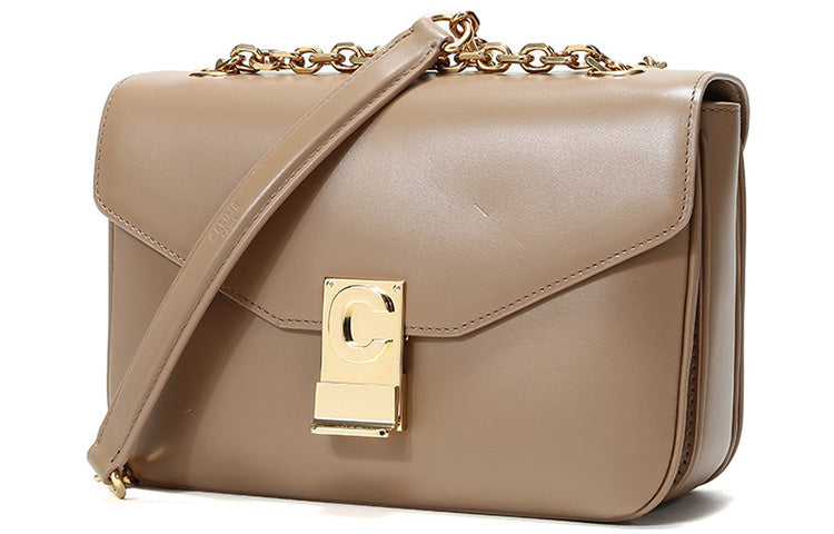 CELINE Cow Leather Shoulder Bag Women's Light Camel/Candy