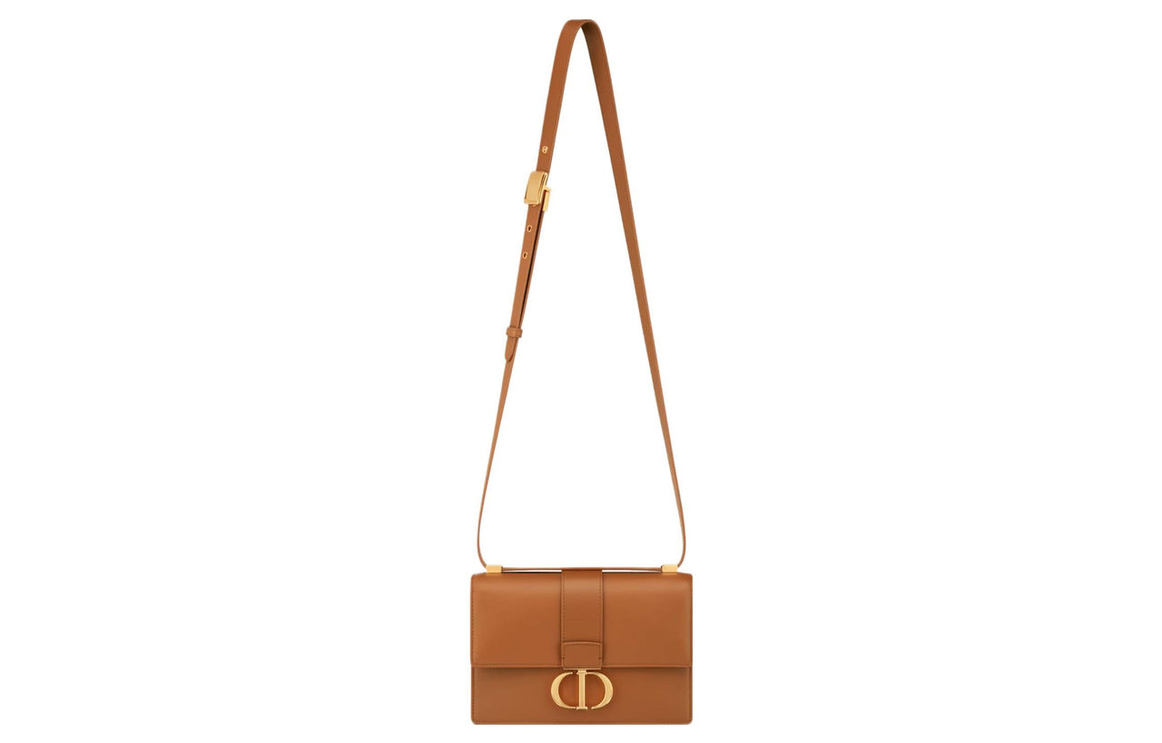 DIOR 30 Montaigne Calfskin Monsta Bag Box Bag Handbag Shoulder Bag Crossbody Bag Small Size Women's Gold