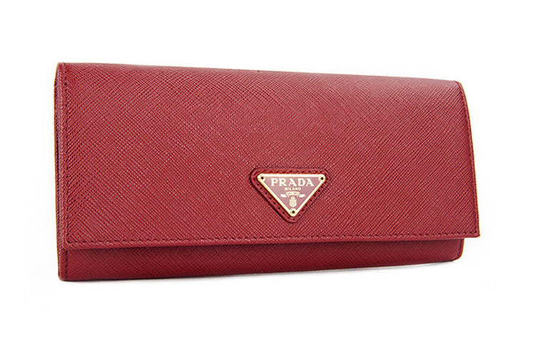 PRADA Cow Leather Wallet Women's Red