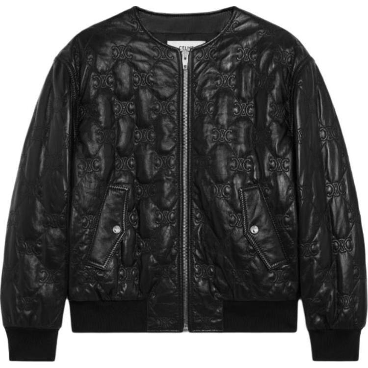 CELINE Triomphe Bomber Jacket In Soft Lambskin