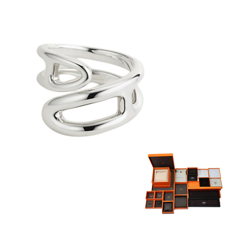 HERMES 925 Sterling Silver Rings Men's Silver