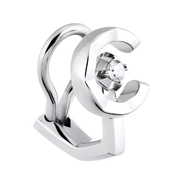 CHANEL 18K White Gold Clip-On Earrings Women's Silver