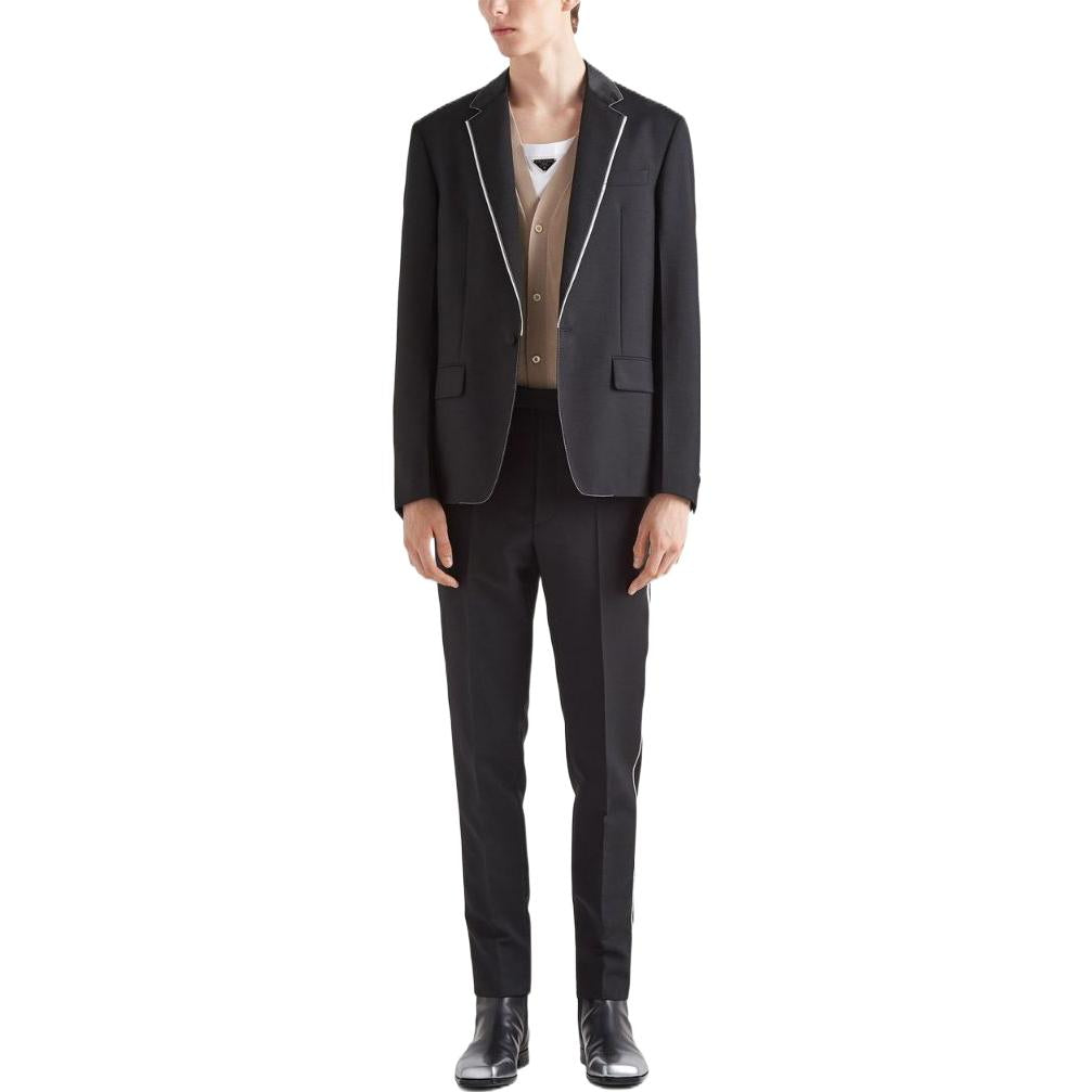 PRADA Contrasted Trim Single Breasted Jacket