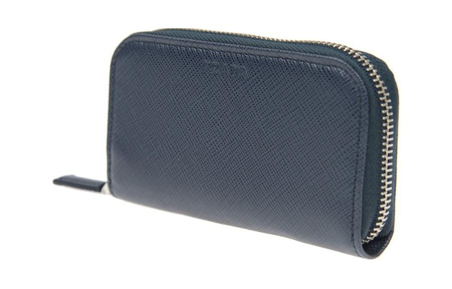 PRADA Cow Leather Key Pouch Men's Dark Blue