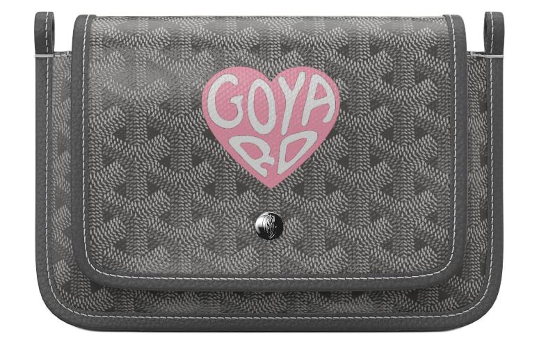 GOYARD Plumet Canvas With Leather Envelope Bag Crossbody Bag Shoulder Bag Unisex Gray/Soft Pink Heart