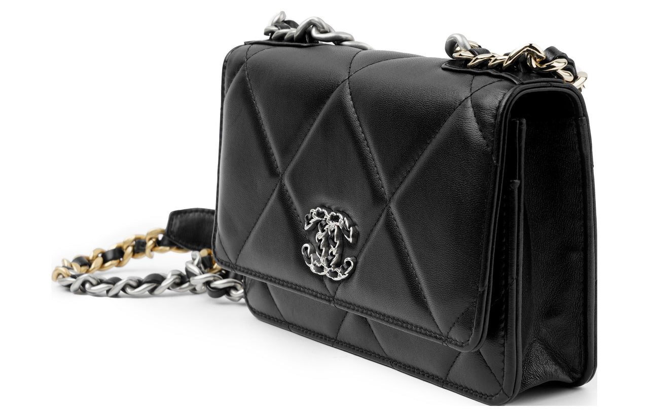 CHANEL 19Bag Sheepskin Crossbody Bag Regular Women's Black