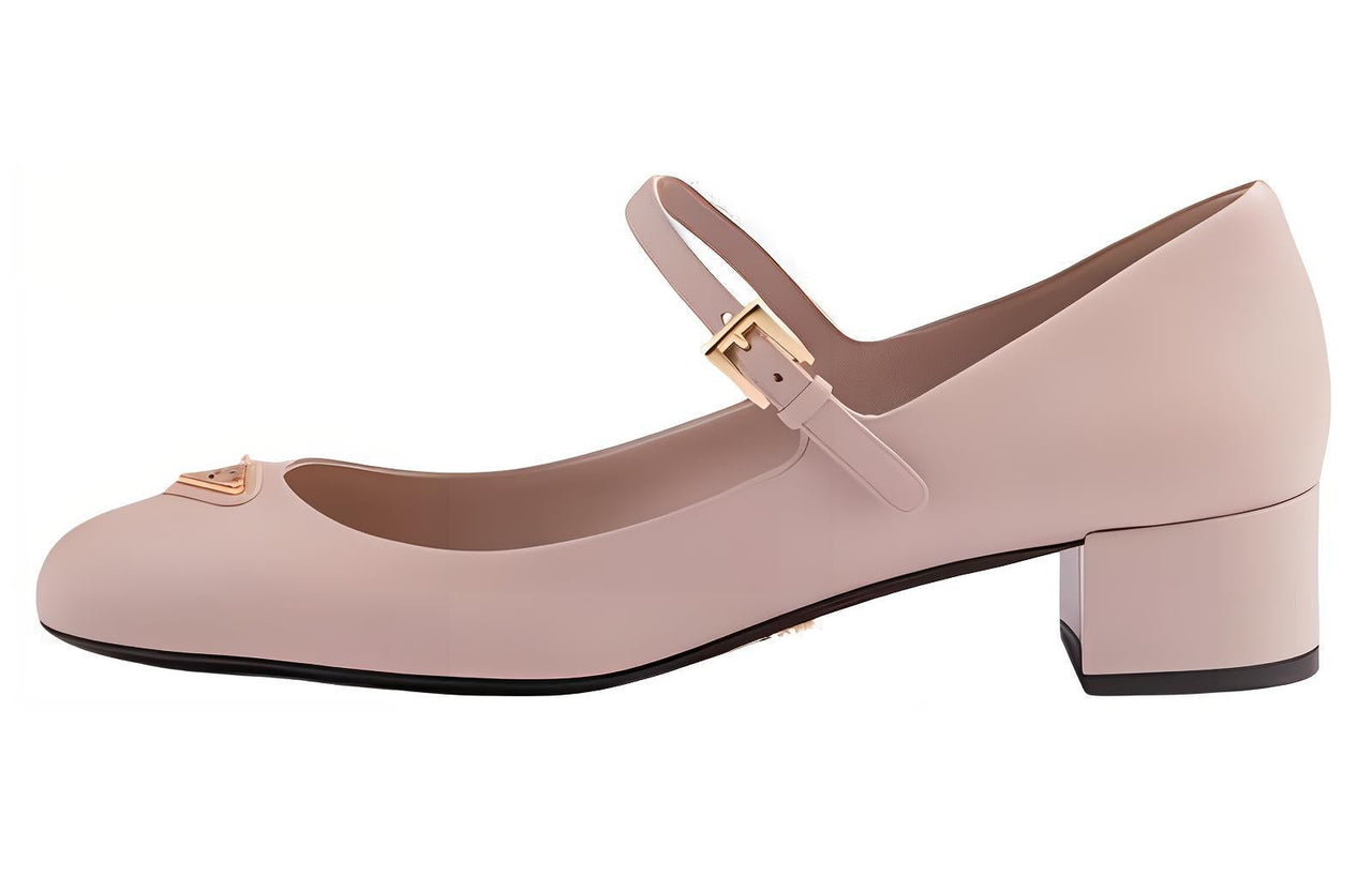 PRADA Chunky Heel Mary Jane Shoes 3.5cm Women's Dark Pink