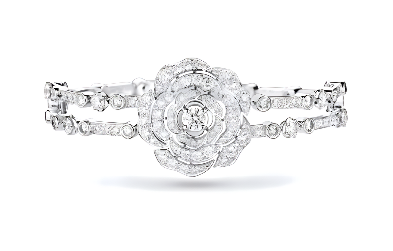 CHANEL 18K White Gold Bracelets Women's Silver