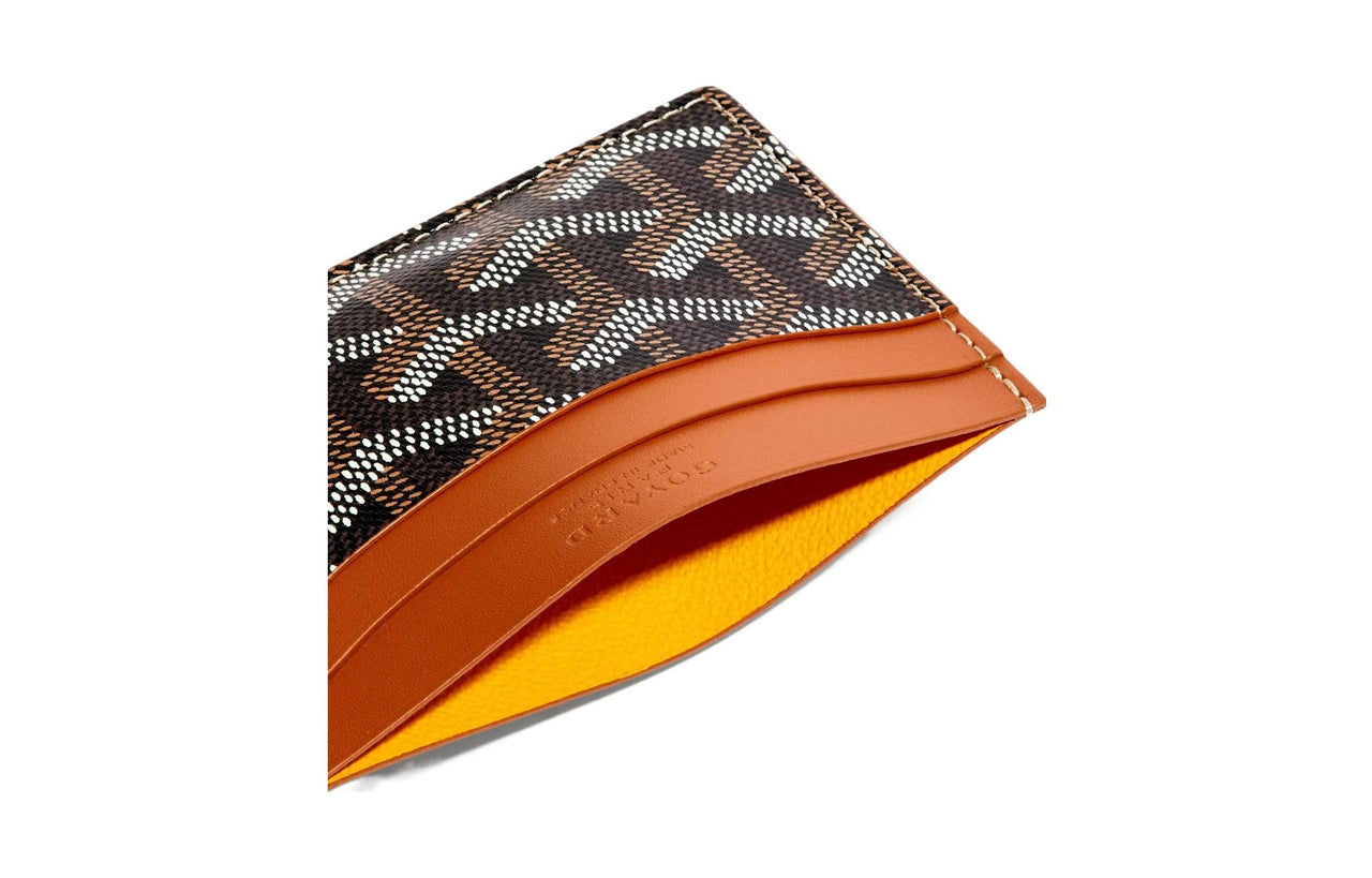 GOYARD Saint-Sulpice Canvas With Calfskin Card Clip Card Holder Unisex Tan With Gray Pink Small Heart