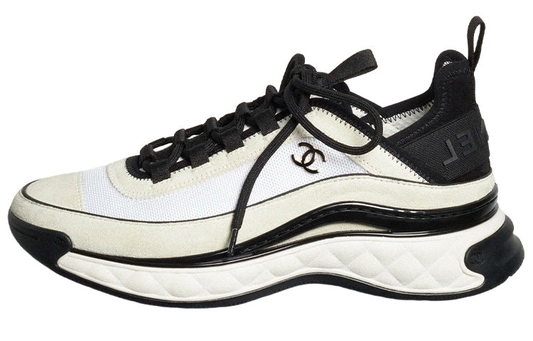 CHANEL Suede Trainer White Black Women's