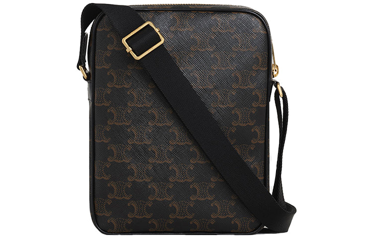 CELINE Cow Leather Messenger Bag Shoulder Bag Unisex Black