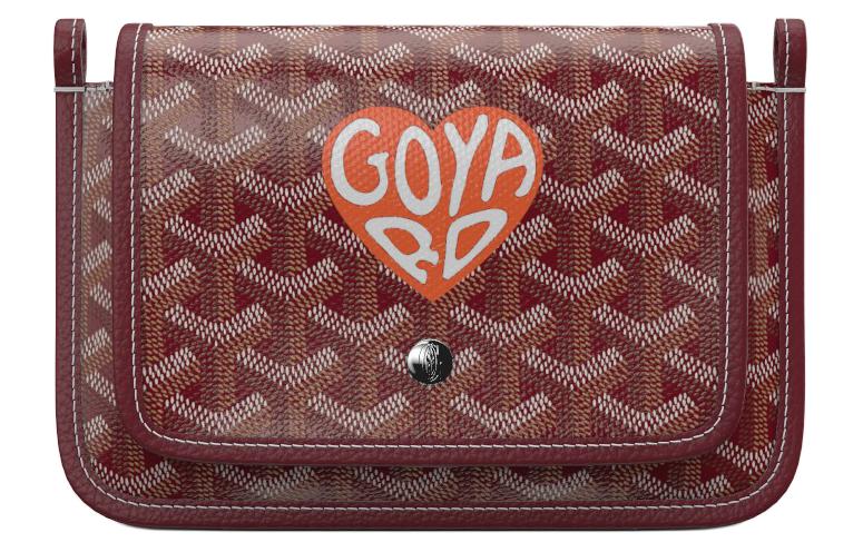 GOYARD Canvas With Leather Envelope Bag Crossbody Bag Shoulder Bag Unisex Burgundy & Orange Small Heart