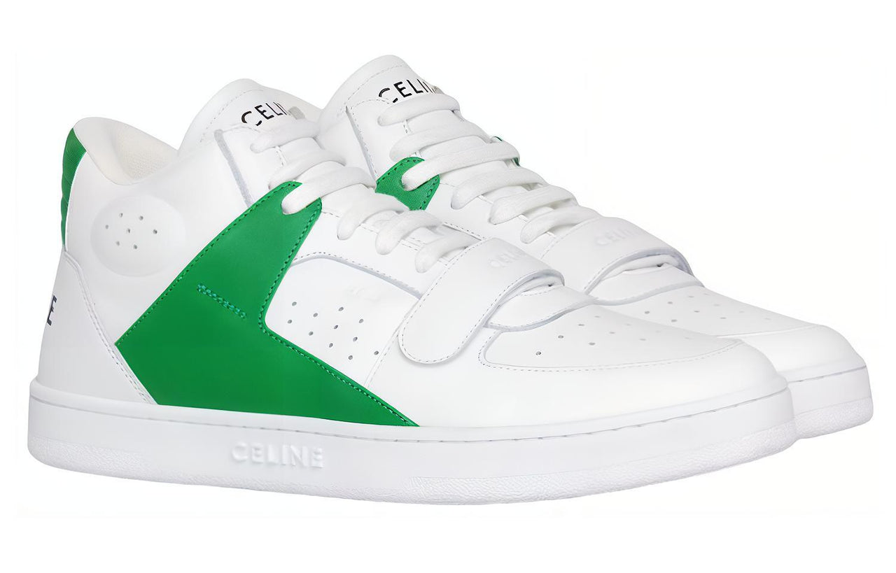 CELINE CT-02 Mid-Top Skateboard Shoes Women's White Green