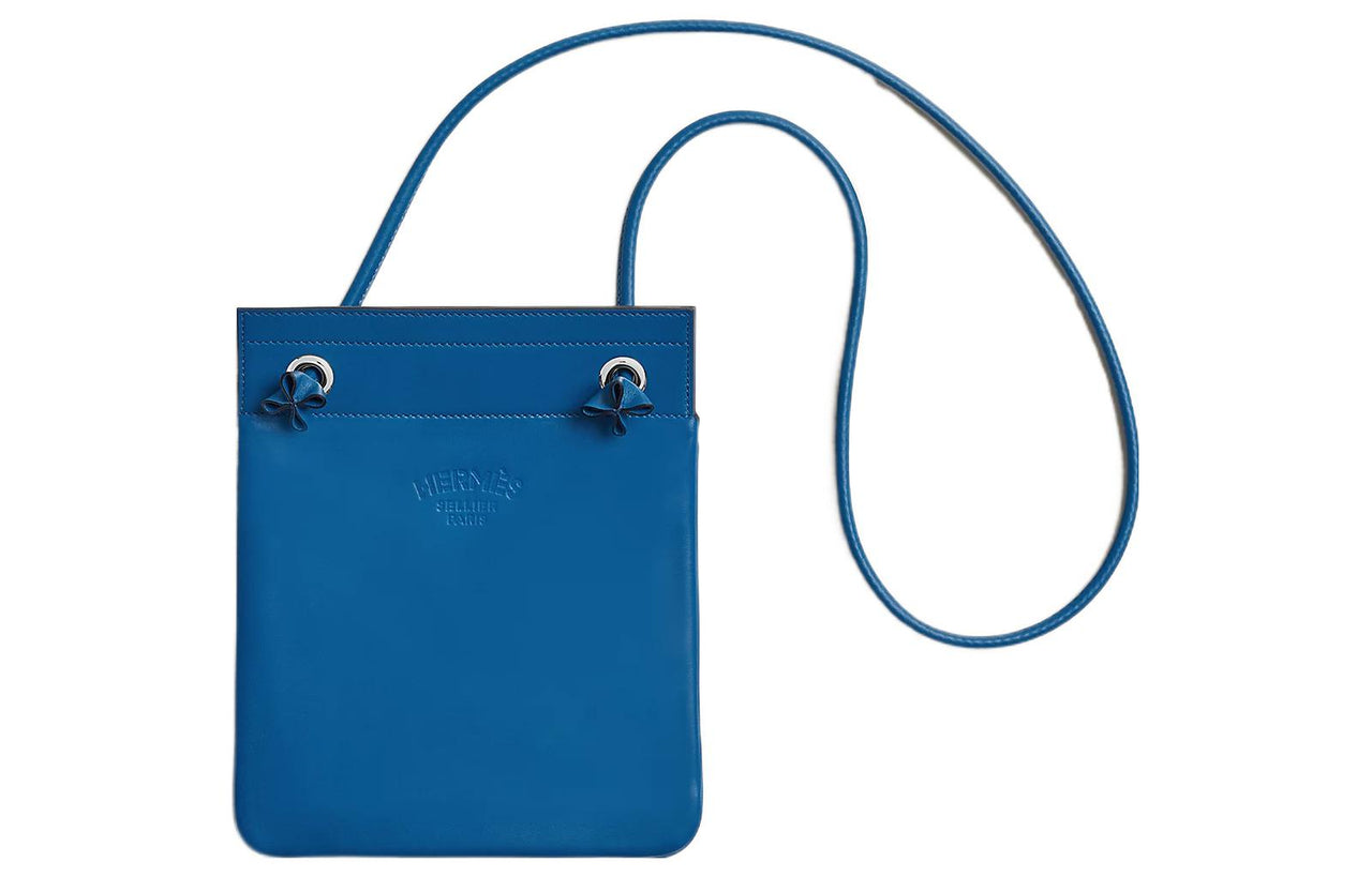 HERMES Aline Milo Sheepskin With Swift Leather Shoulder Bag Crossbody Bag Mini Women's Blue