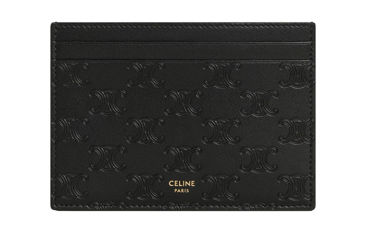 CELINE Cow Leather Card Holder Women's Black