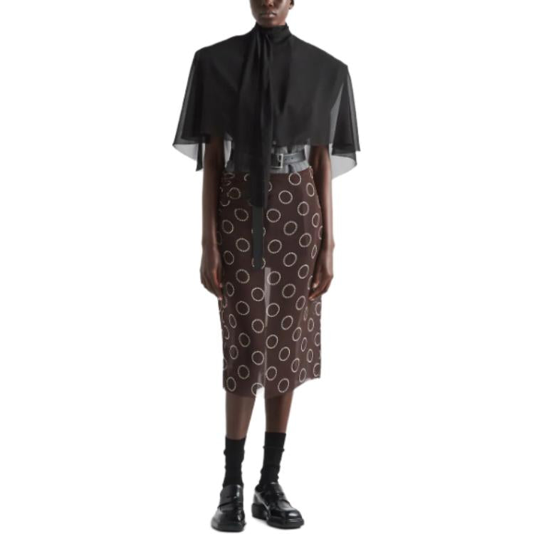 PRADA Dot print Georgette Pencil Skirt