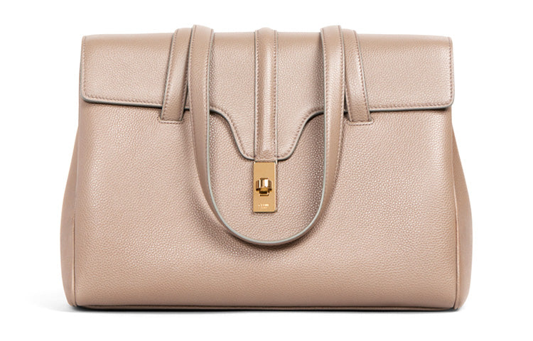 CELINE 16 Calfskin Portable Crossbody Bag Shoulder Bag Medium Size Women's Egg Stone Brown