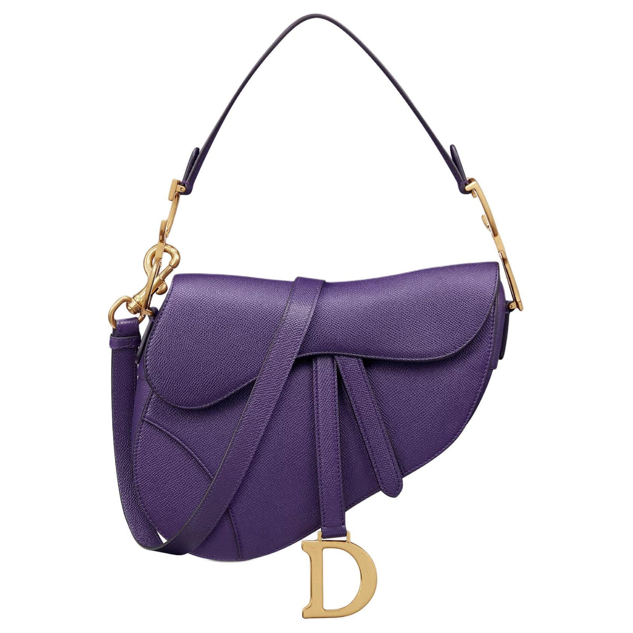DIOR Saddle Calfskin Saddle Bag Shoulder Bag Crossbody Bag Handbag Women's Dark Purple