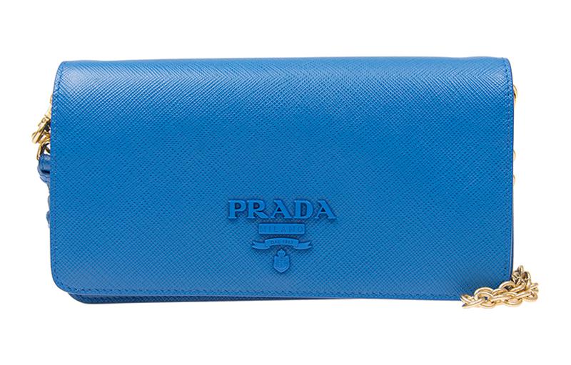 PRADA Cow Leather Handbag Crossbody Bag Shoulder Bag Women's Light Blue