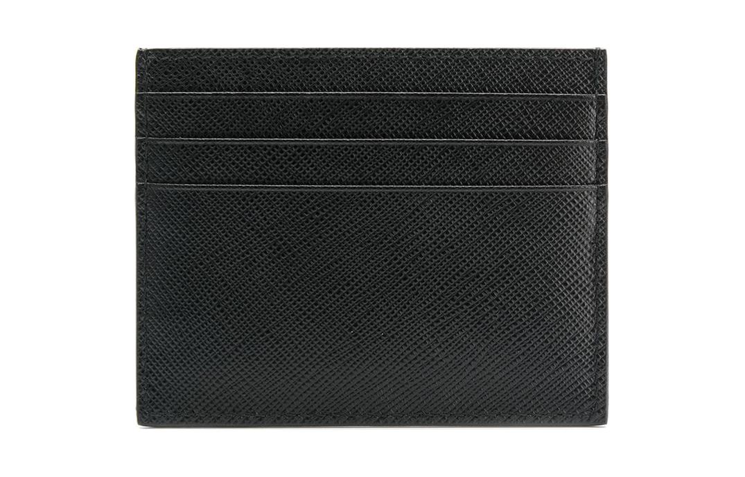 PRADA Cow Leather Card Holder Women's Black