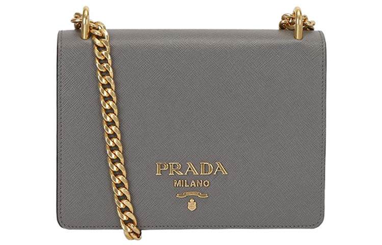 PRADA Cow Leather Shoulder Bag, Crossbody Bag Women's Gray