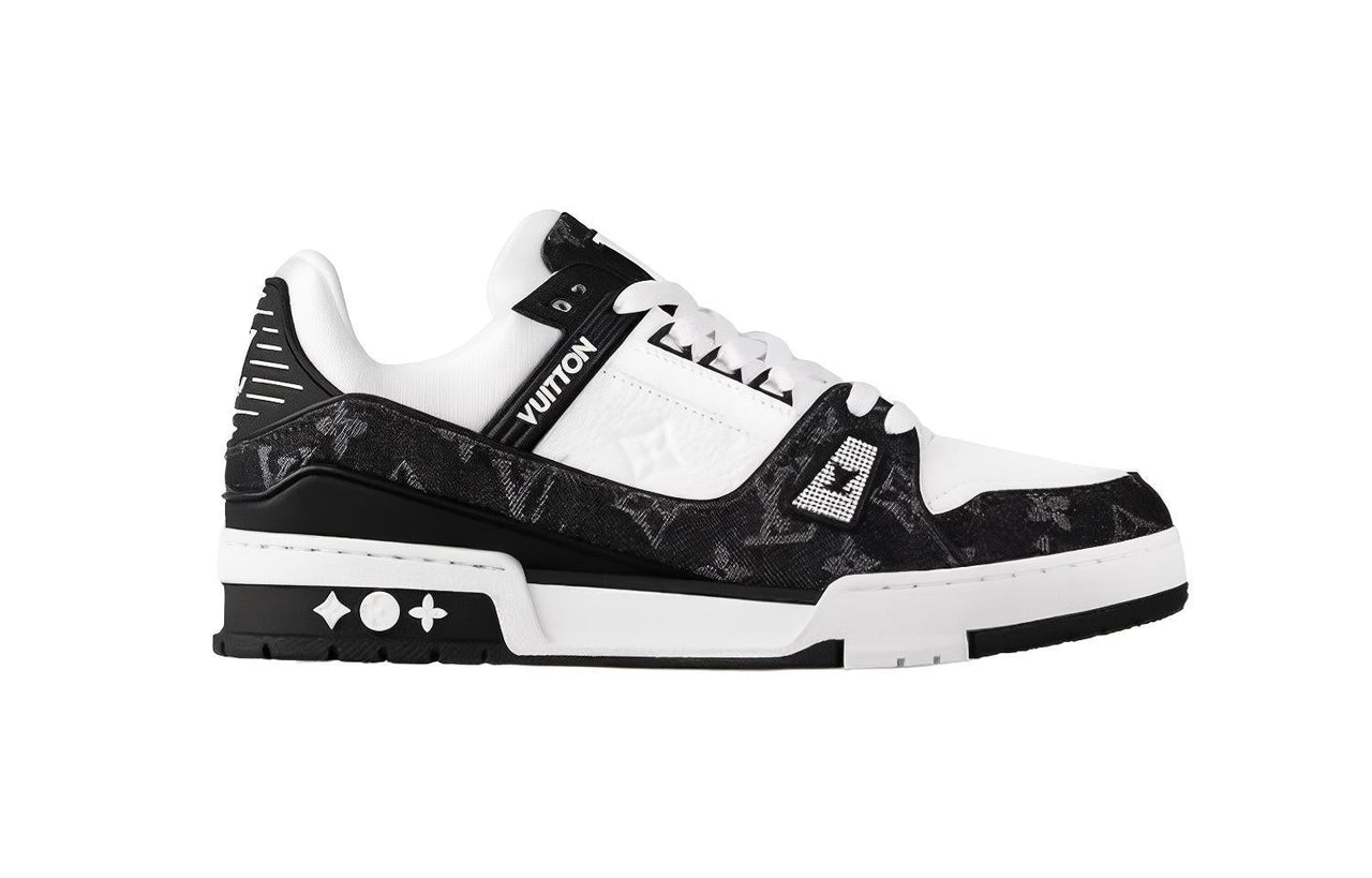 حذاء رياضي LOUIS VUITTON Lv Trainer 'أسود شبكي مونوغرام مع أبيض' نسائي