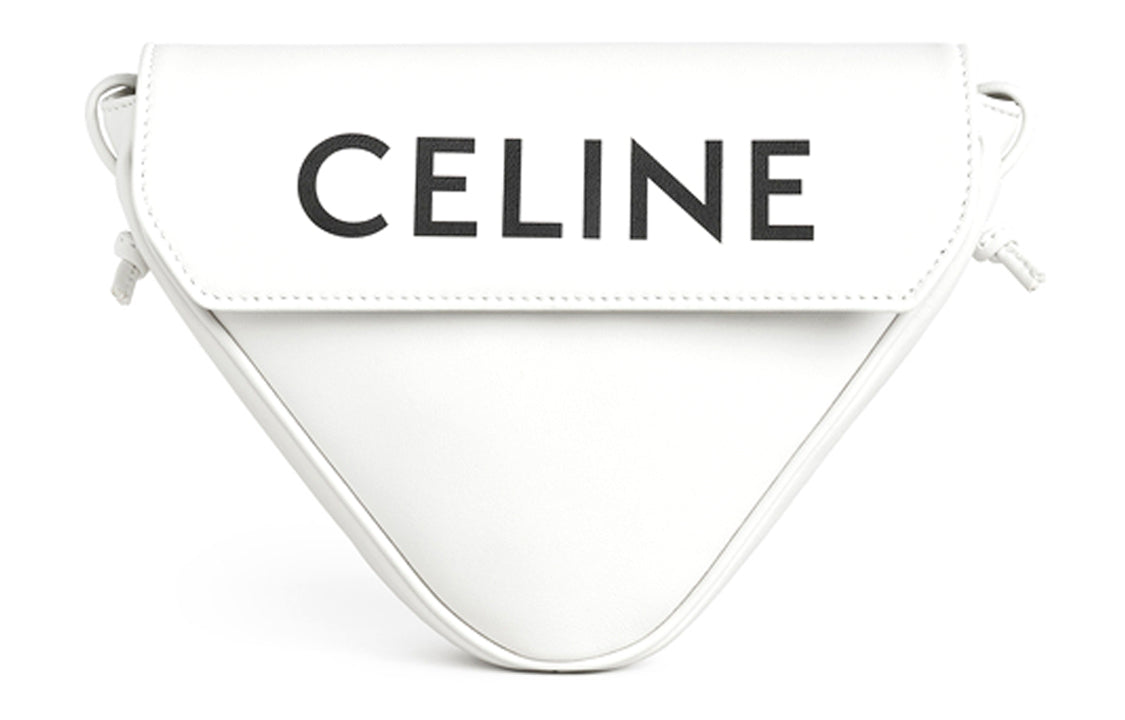 CELINE Cow Leather Triangle Bag Handheld Shoulder Bag Crossbody Bag Men's White